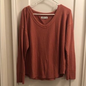 Hollister Burnt Orange Waffle Knit Top